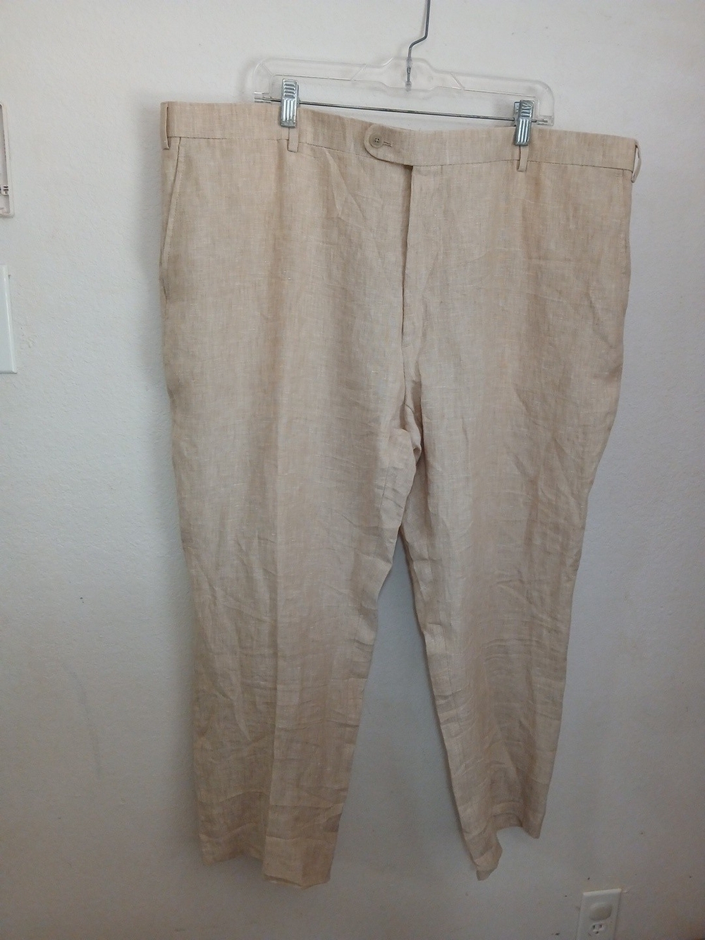Joseph Abboud Tan Herritage Pant 100% Linen Suit Pants,  Size 46